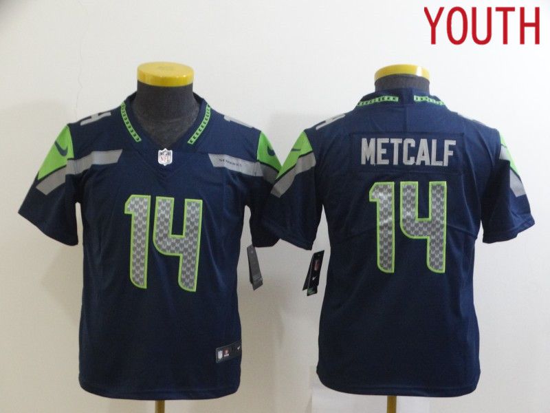 Youth Seattle Seahawks 14 Metcalf Blue Nike Limited Vapor Untouchable NFL Jerseys